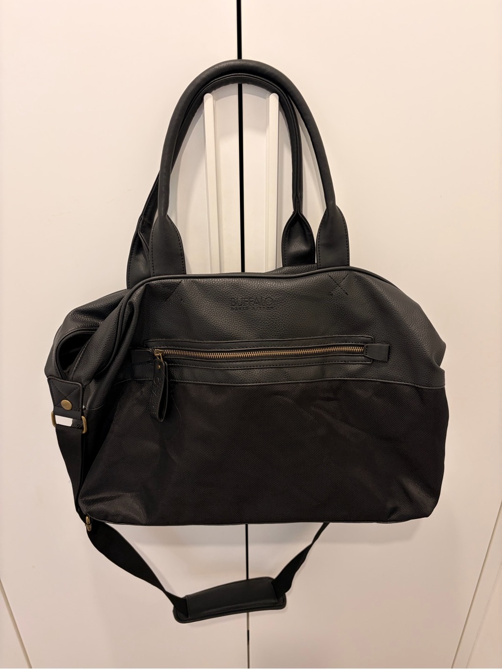 Buffalo David Britton Black Two-Tone Tote with Shoulder Strap